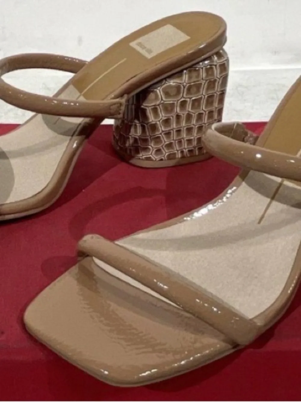 Dolce Vita Blush Nude Patent Two-Strap Block Heel